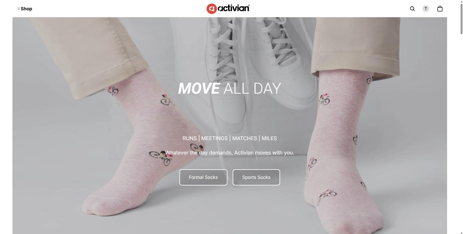 Activian Socks website